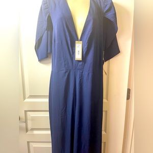 Eva Mendes Blue backless Jumpsuit